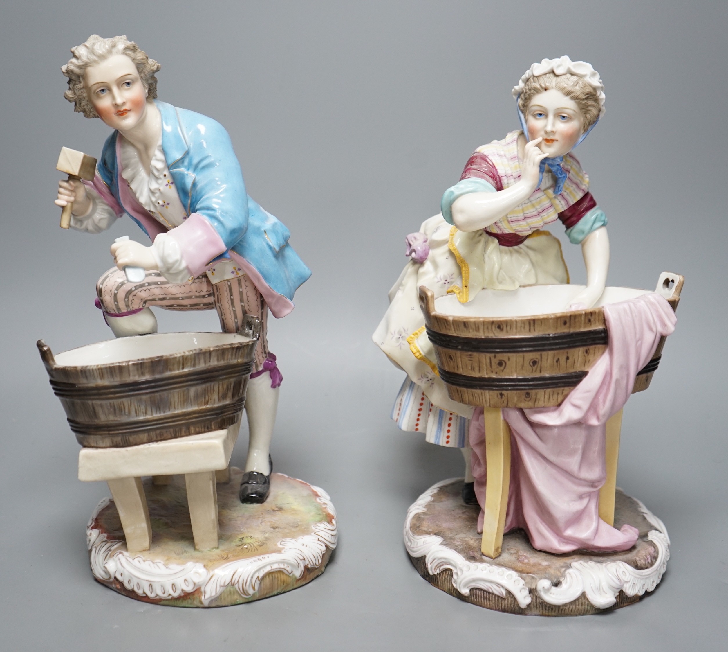 A pair of late 19th century Italian porcelain figures, 31cm